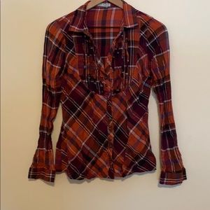Plaid Maurices Button Down with Cinch Back Detail
